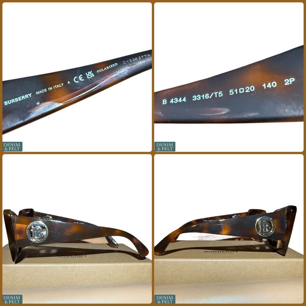 Burberry Daisy Light Havana Brown Tortoise‎ Polarized Logo Sunglasses 51mm Italy - Picture 15 of 15